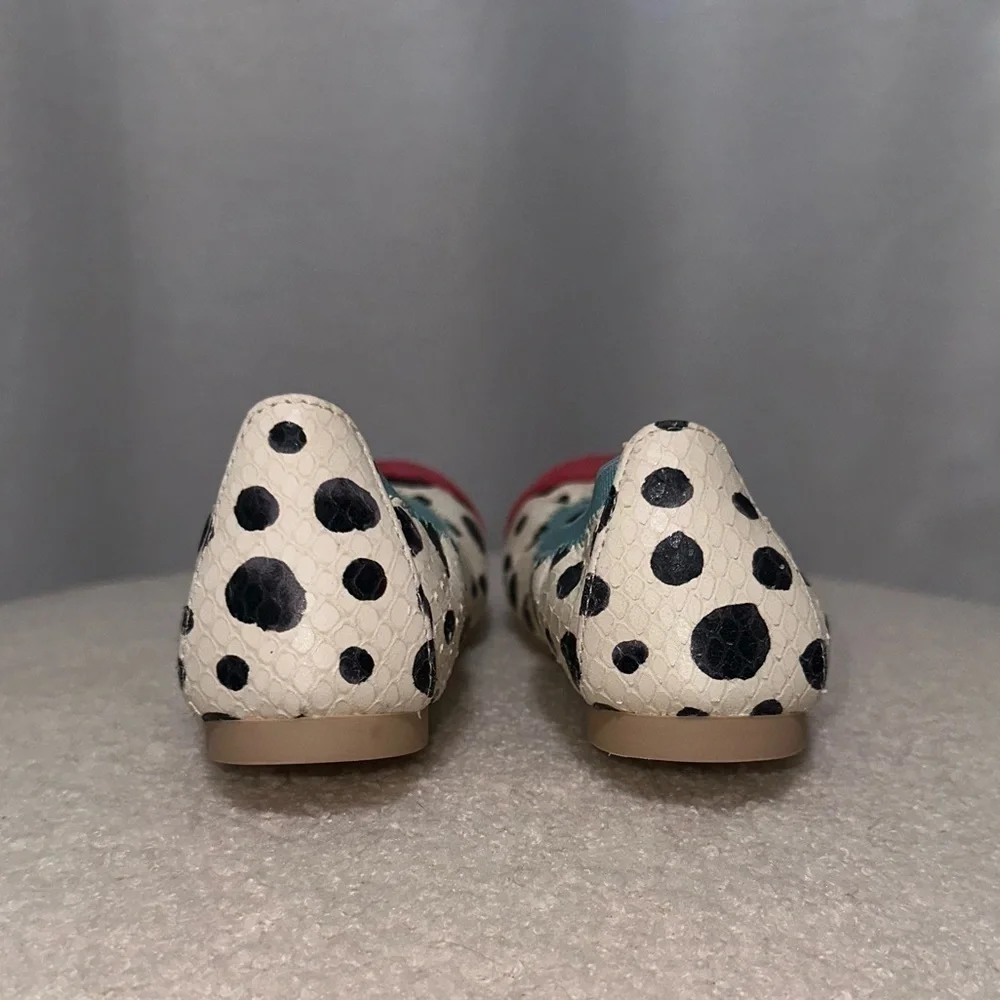 Pretty Ballerinas Kids Handmade Valerie Polka Dot Croc Embossed Leather Flats